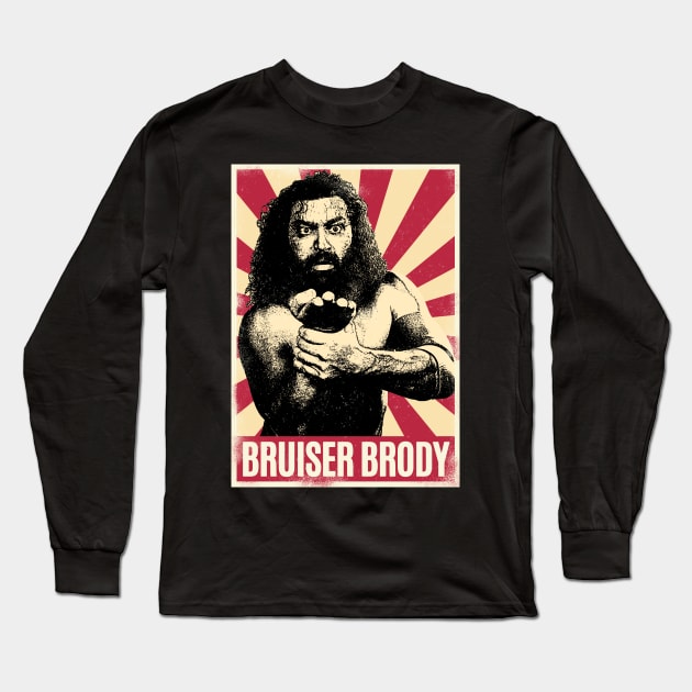 Retro Vintage Bruiser Brody Giving Pose Long Sleeve T-Shirt by Play And Create